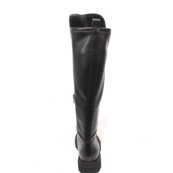 Luca Grossi 158a Black Leather Stretch Zip-Up Knee High Boots - Picture 5 of 8